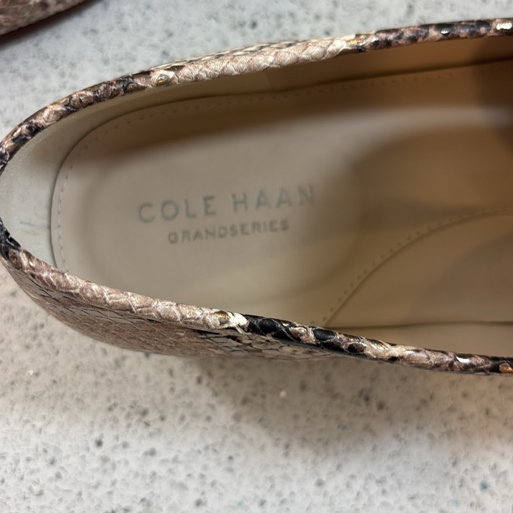 COLE HAAN Modern Classics Bit Loafer Python Rama Printed Leather Flat Shoes 10 - Picture 2 of 6